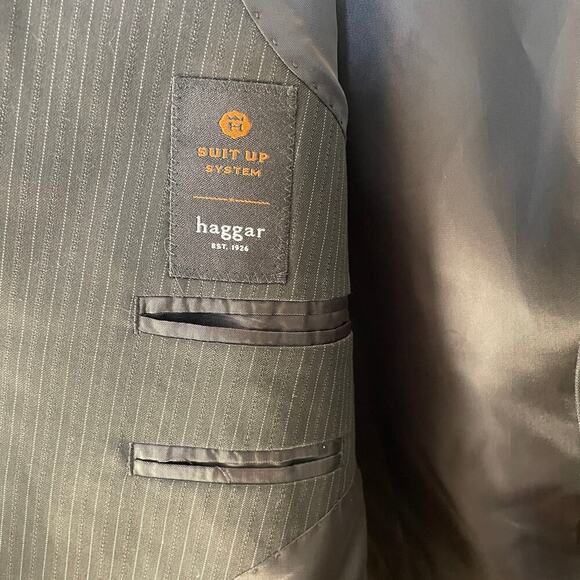 Haggar 44L Suit Up System Blazer | Black Pinstripe Sports Coat, New NWT $180 - Picture 7 of 9